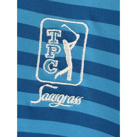 Nike Golf Polo Short Sleeve Shirt Men’s M TPC Sawgrass Blue Stripe PGA Dri-Fit - Picture 4 of 13